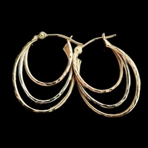 10K Gold Triple Hoop Earrings